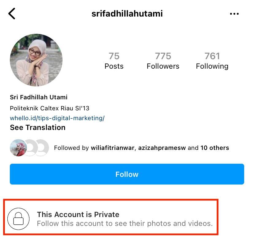 contoh akun instagram private