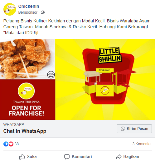 Contoh Facebook Ads Chickenin
