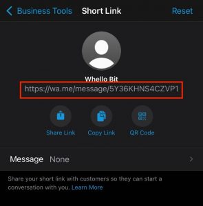short link pada whatsapp bisnis