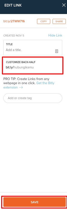 cara custom link menggunakan bitly
