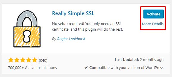 mengaktifkan plugin Really Simple SSL untuk protokol SSL