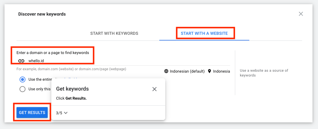 cara menemukan keyword berdasarkan website menggunakan google keyword planner