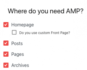memilih halaman website yang akan dipasang AMP