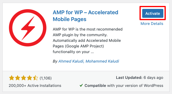 install plugin AMP for WP