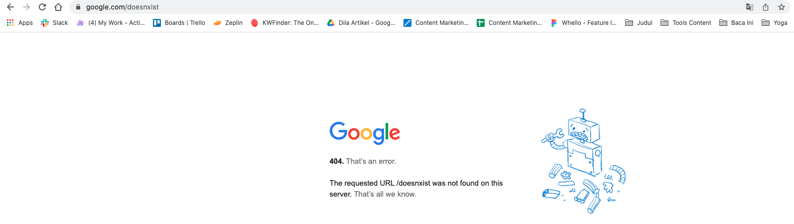 contoh error 404 pada website