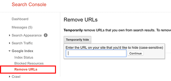 remove url melalui google search console