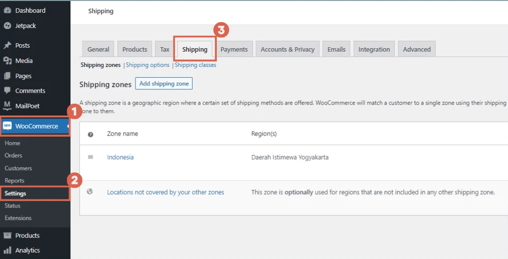 atur pengiriman woocommerce