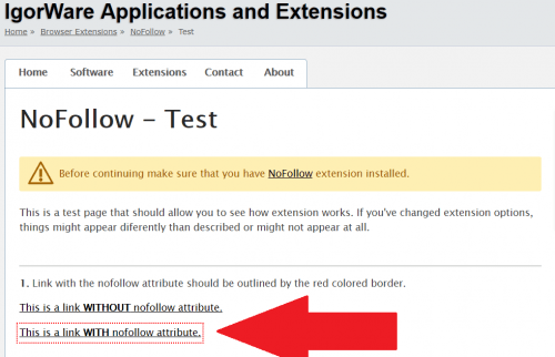 browser extension no follow link