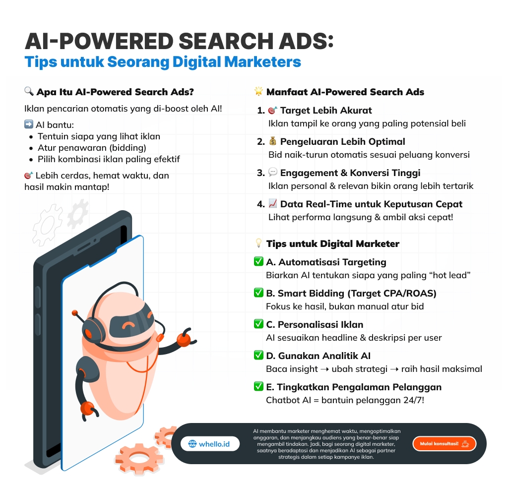 Ilustrasi AI-Powered Search Ads dan tips untuk digital marketers.